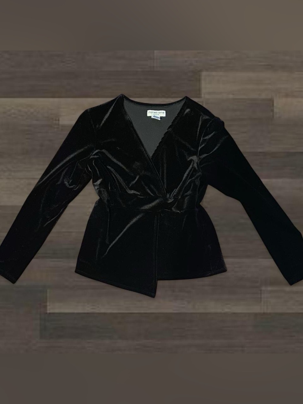 Vintage 1990s Notation Gothic Velvet Wrap-Style Black Top